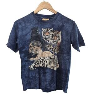 Vintage The Mountain Cats Shirt Kids Large Blue Lion Tiger Jaguar Panther Retro
